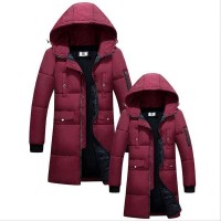 Doudoune Homme Longue Parka Luxe duvet Sport Elegance Capuche Rouge 2017